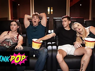 Joey Mills & Felix Fox get super-naughty in the cinema with a super hot threeway