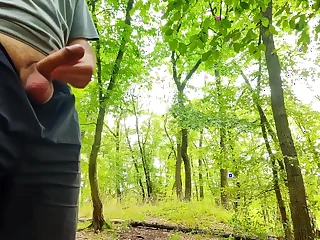 IamHornyBobo swallows a huge load of cum in public woods - risky, uncut, and wild!