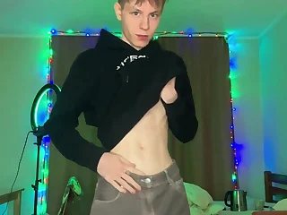 Evgeny Twink gets off on a slim body and big cock - homemade teen video